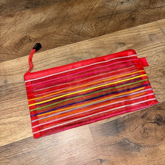 Other - Colorful Striped Mesh Zipper Pouch